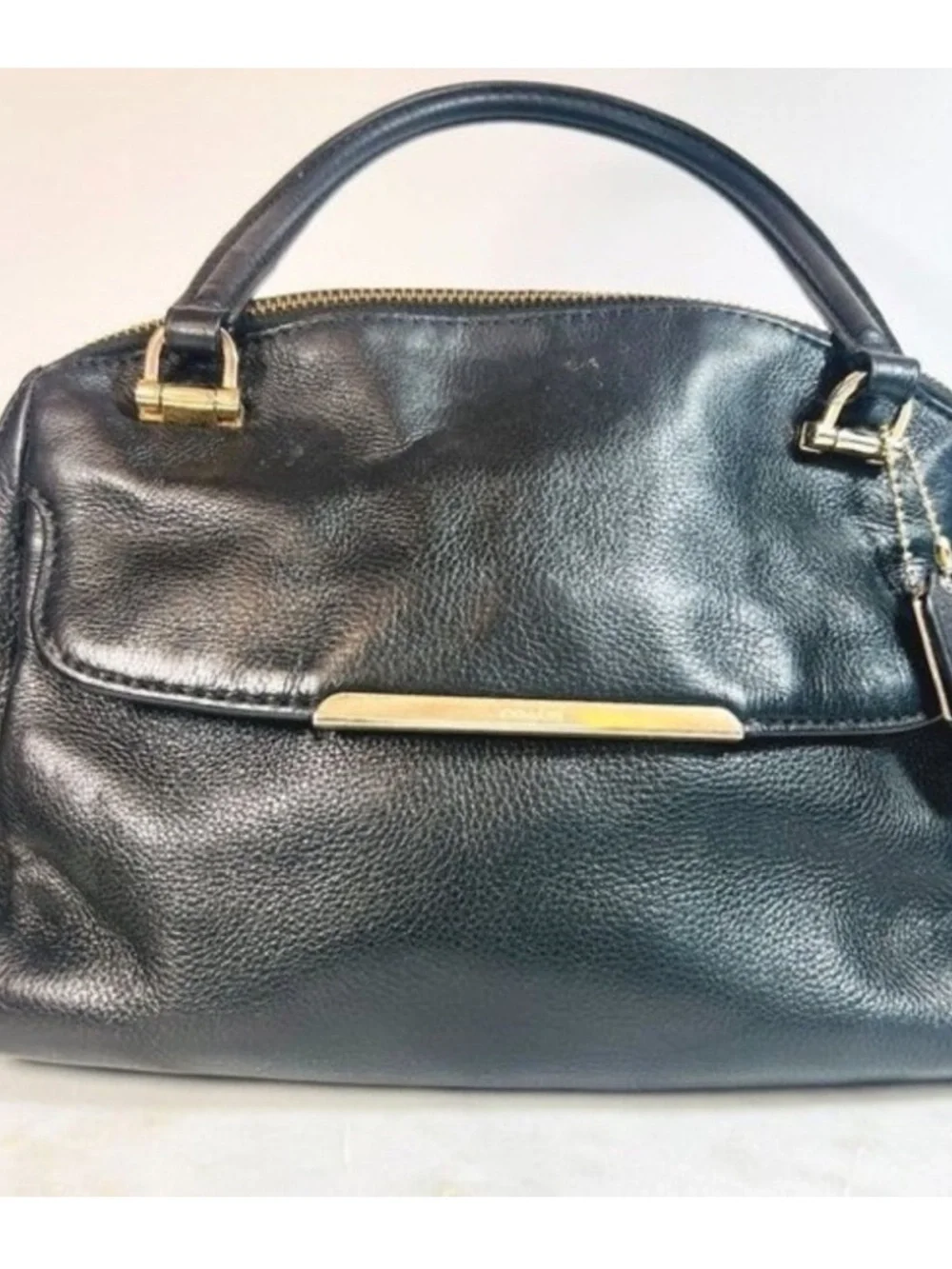 COACH Madison Embossed Leather Georgie Shoulder Crossbody Black Bag